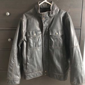 Men’s Faux leather biker jacket | Large